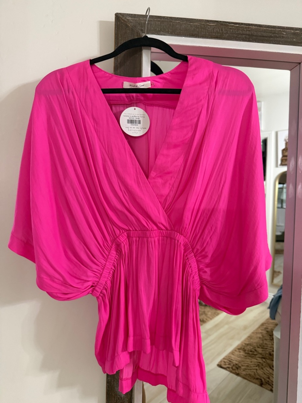 Mustard Seed Fuchsia V-Neck Top